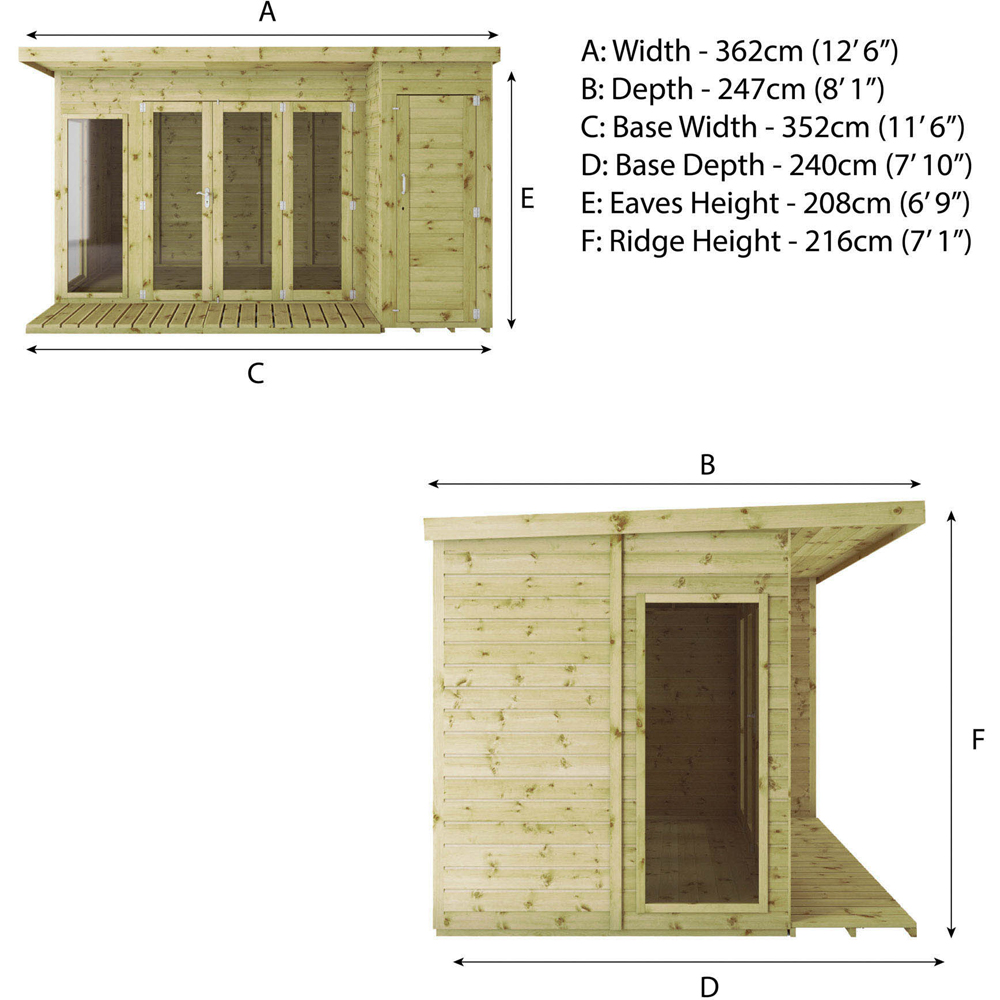 Mercia Summerhouse with Side Shed 12 x 8ft Image 8