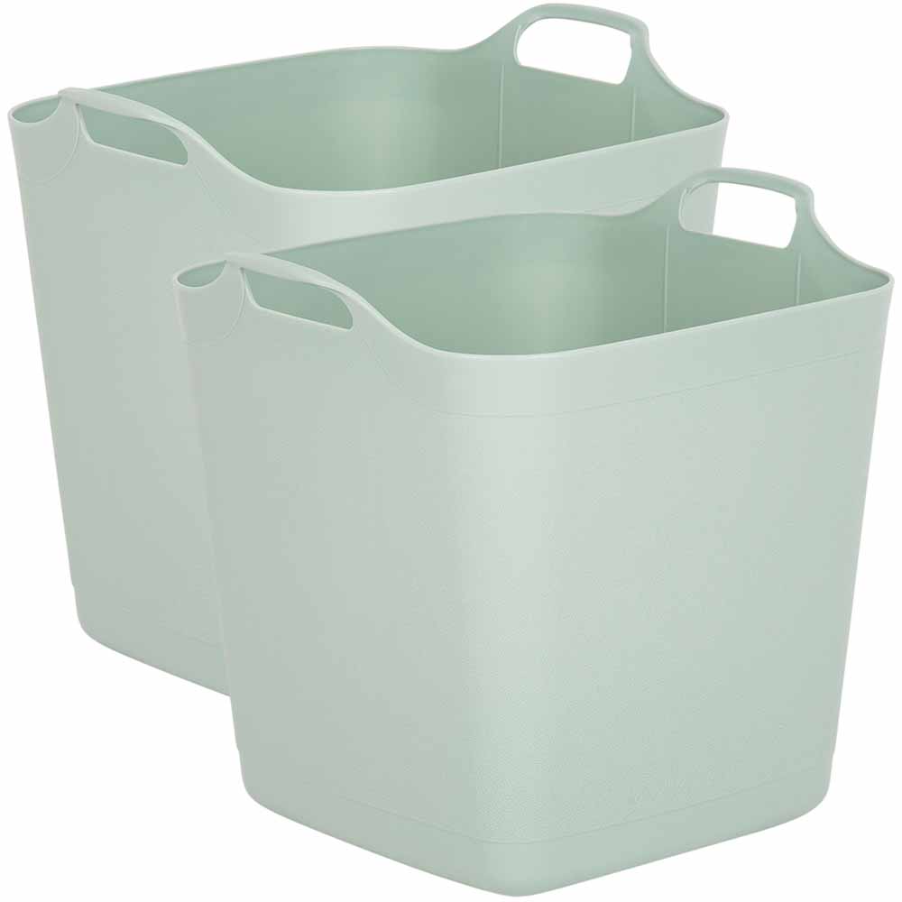 Wham Green 40L Flexi-Store Square Tub Set of 2 Plastic  - wilko