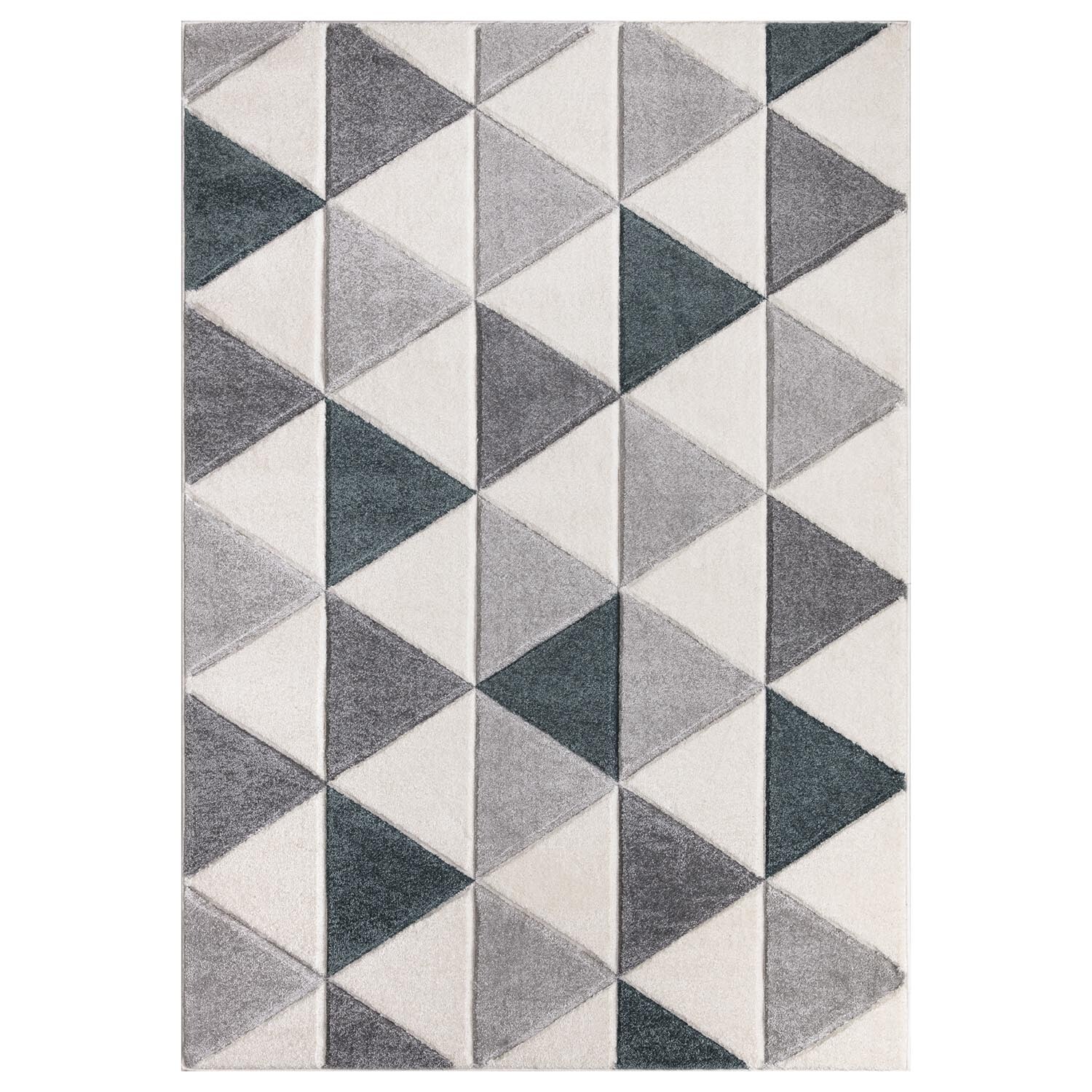 Teal and Grey Triangle Modern Geo Rug 230 x 160cm Image 1