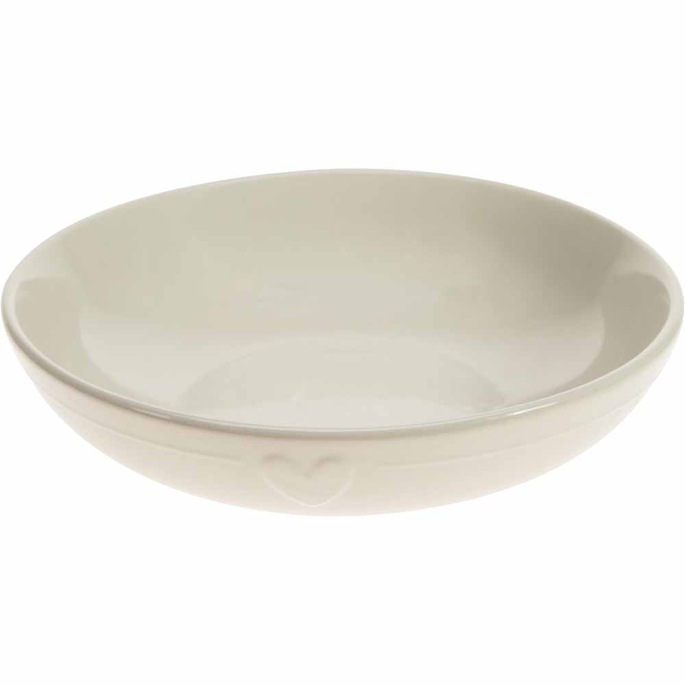 Wilko Cream Embossed Heart Pasta Bowl Wilko