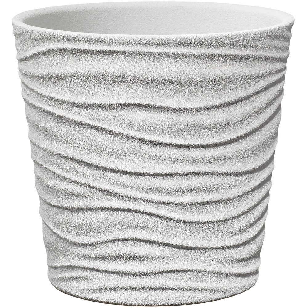 Sonora Small Ceramic Pot Cover - White Image