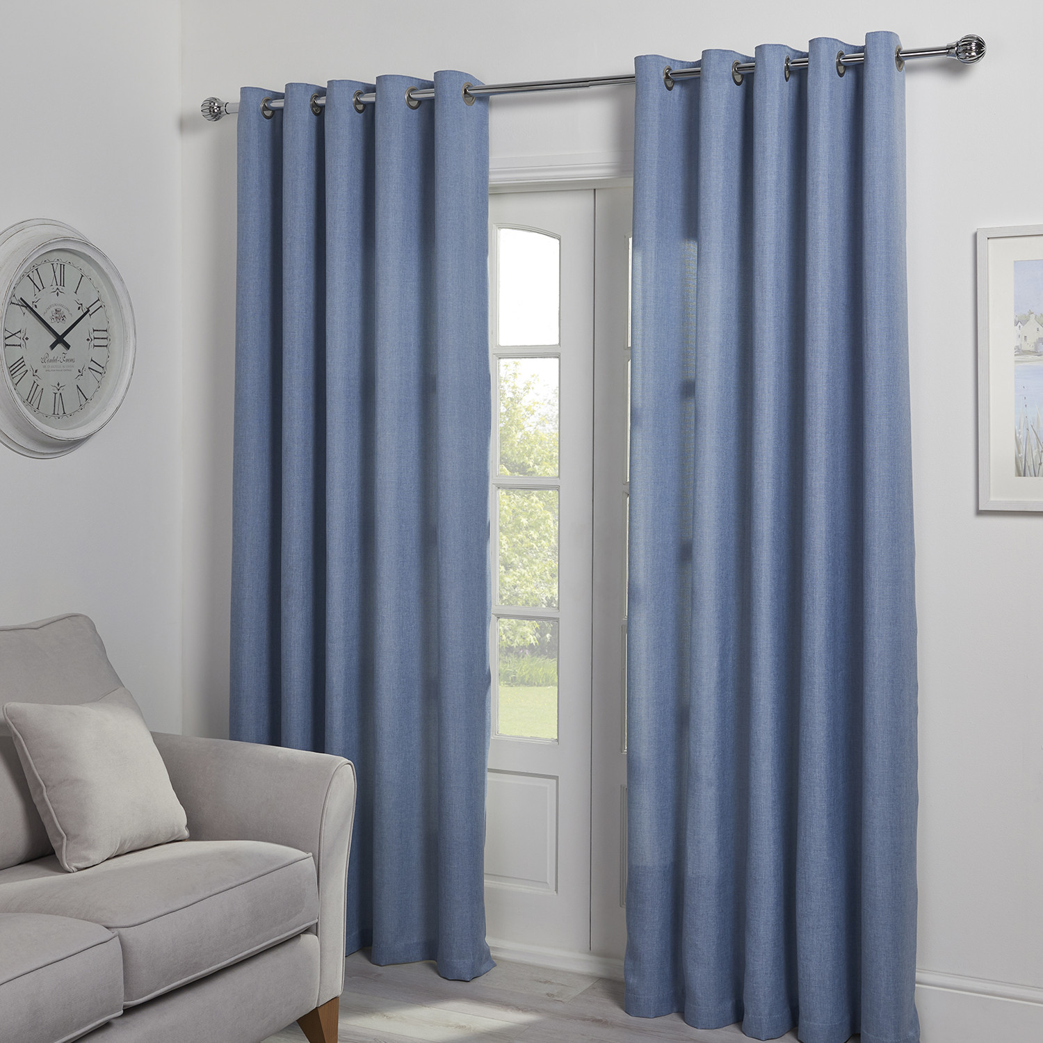 Divante Chatsworth Blue Eyelet Curtains 168 x 137cm Image 2