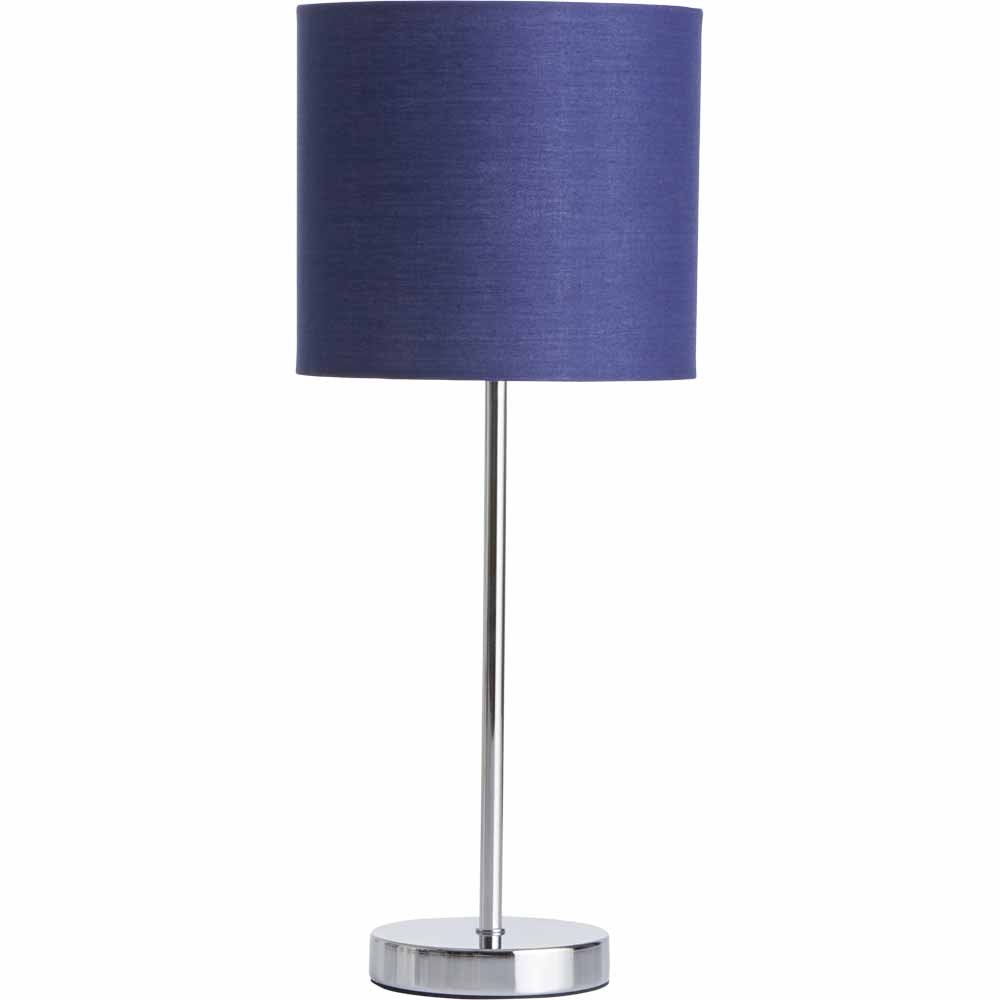 Wilko Navy Milan Table Lamp, Navy Blue Nightstand Lamps
