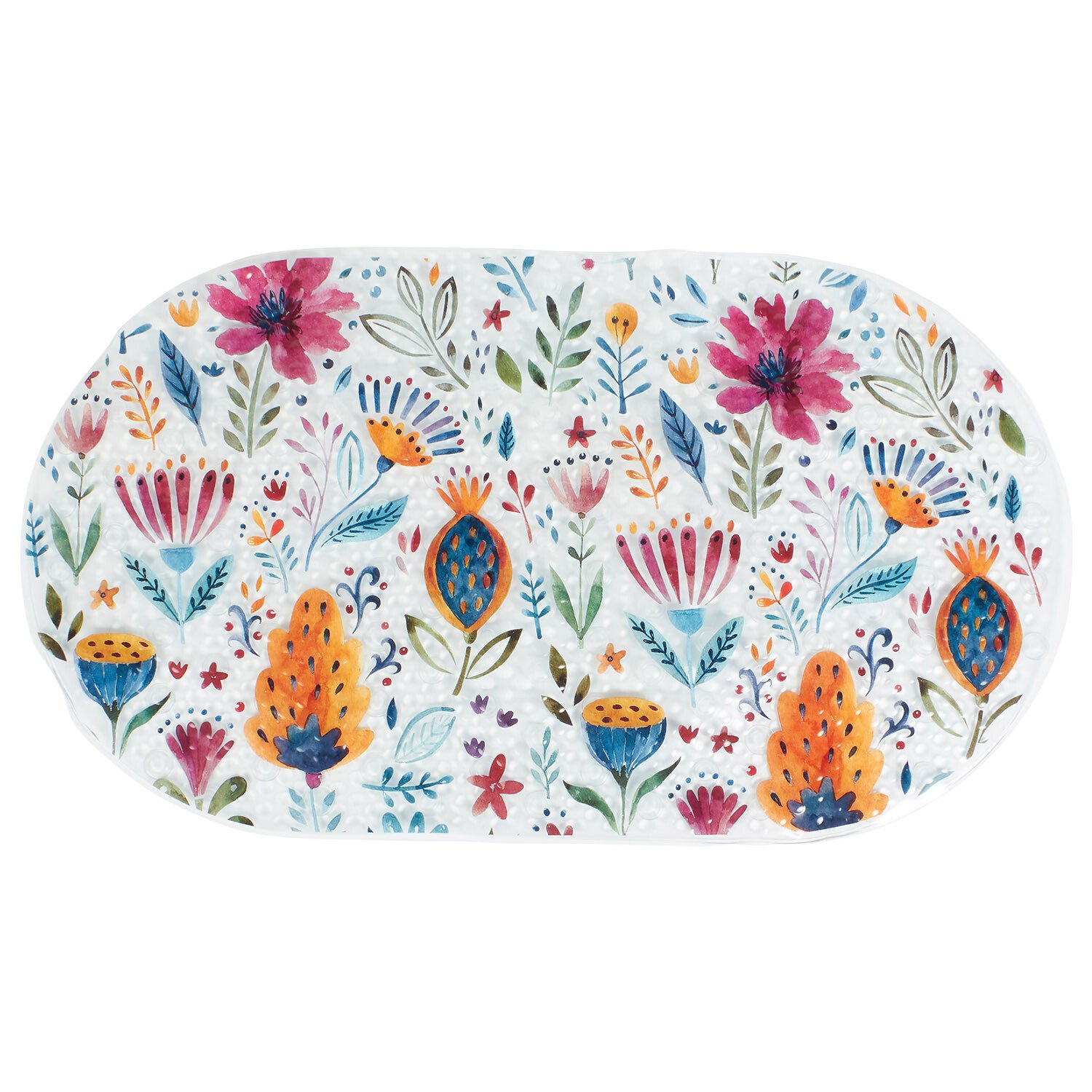 Floral Printed PVC Bath Mat - Mutlicolour Image 1