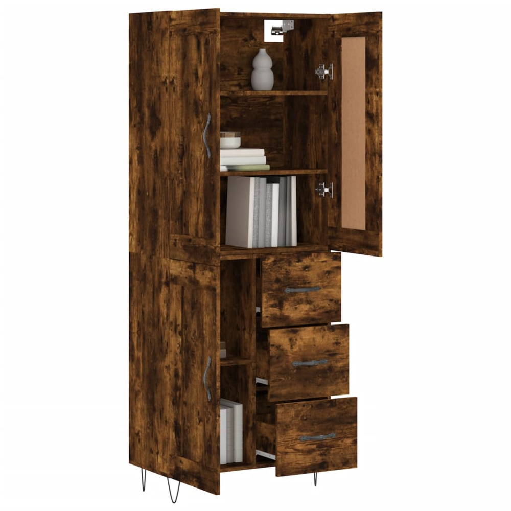 vidaXL 3 Door 3 Drawer Smoked Oak Highboard Image 3