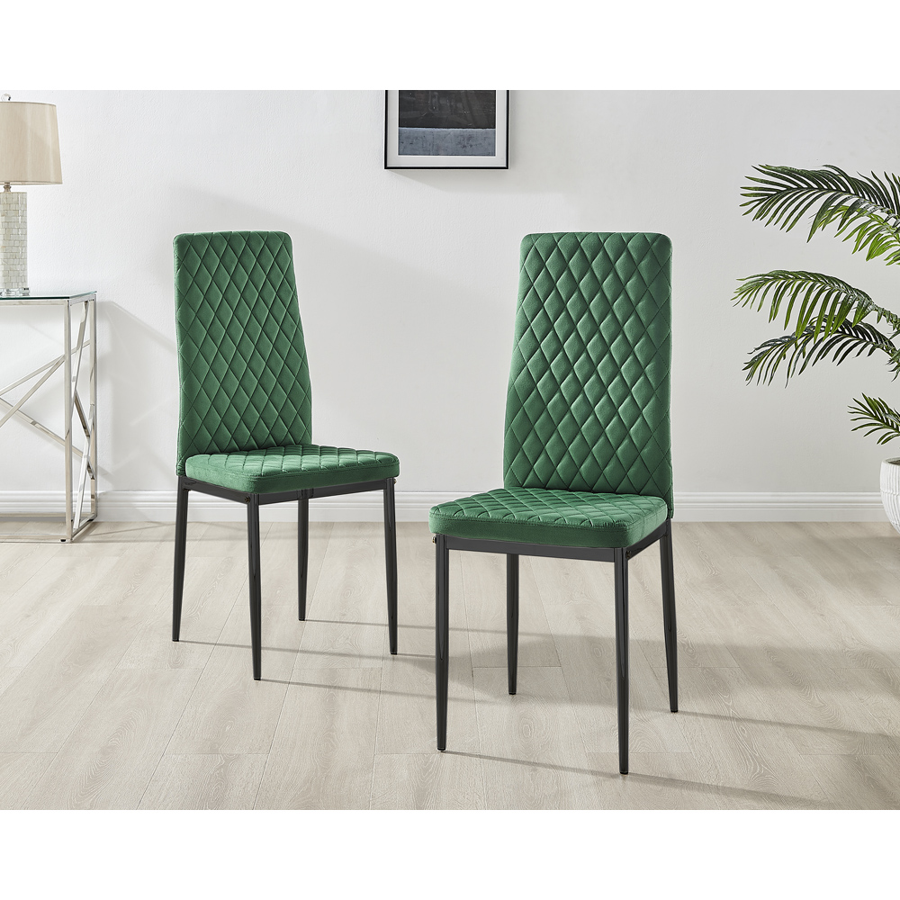 Furniturebox Valera Set of 4 Green and Black Velvet Dining Chair Image 6