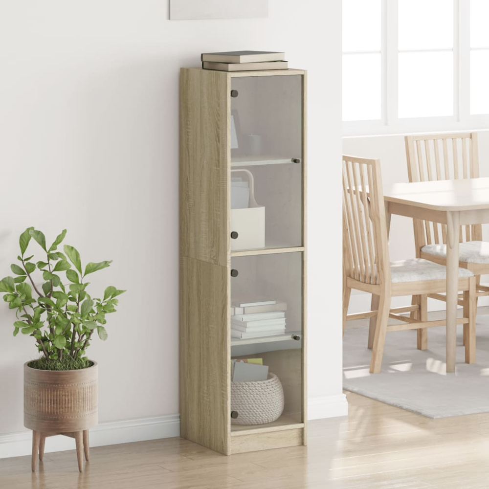 vidaXL 2 Glass Door Sonoma Oak Highboard Image 9