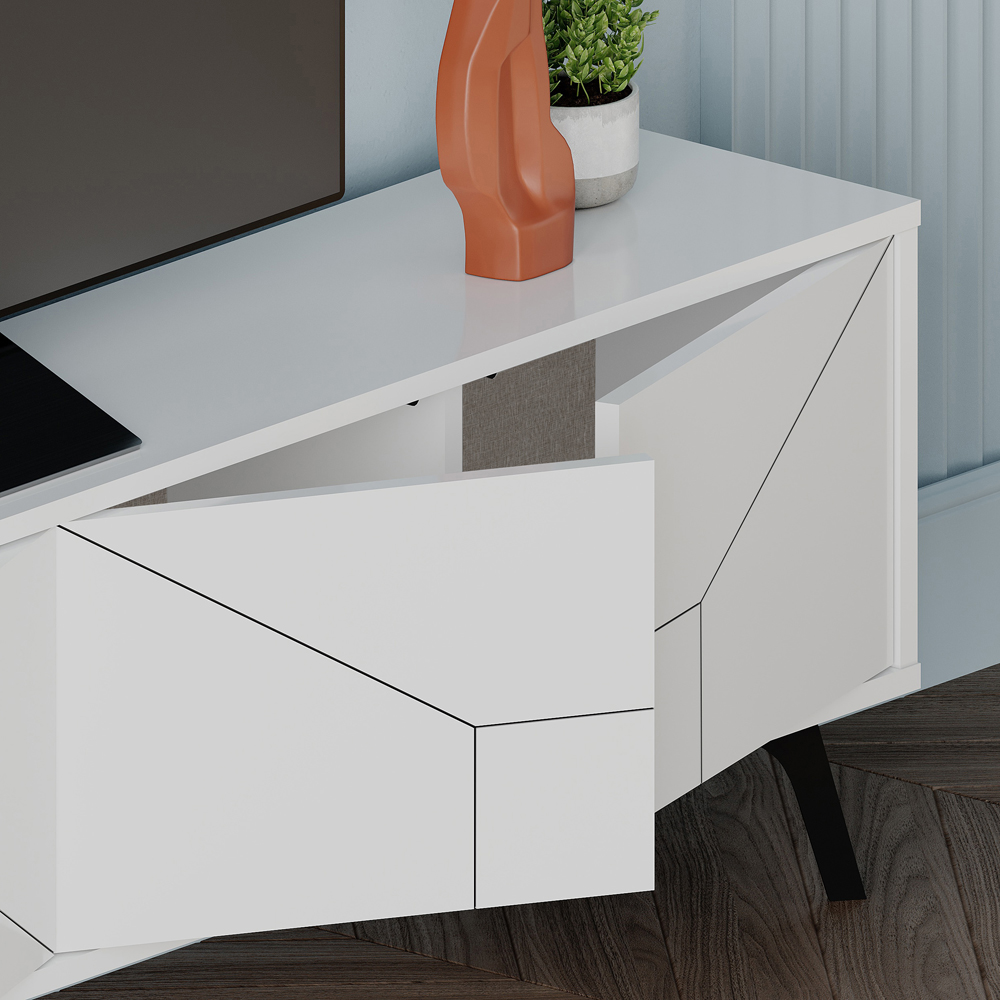 Decortie Dune 4 Door White TV Unit Image 5