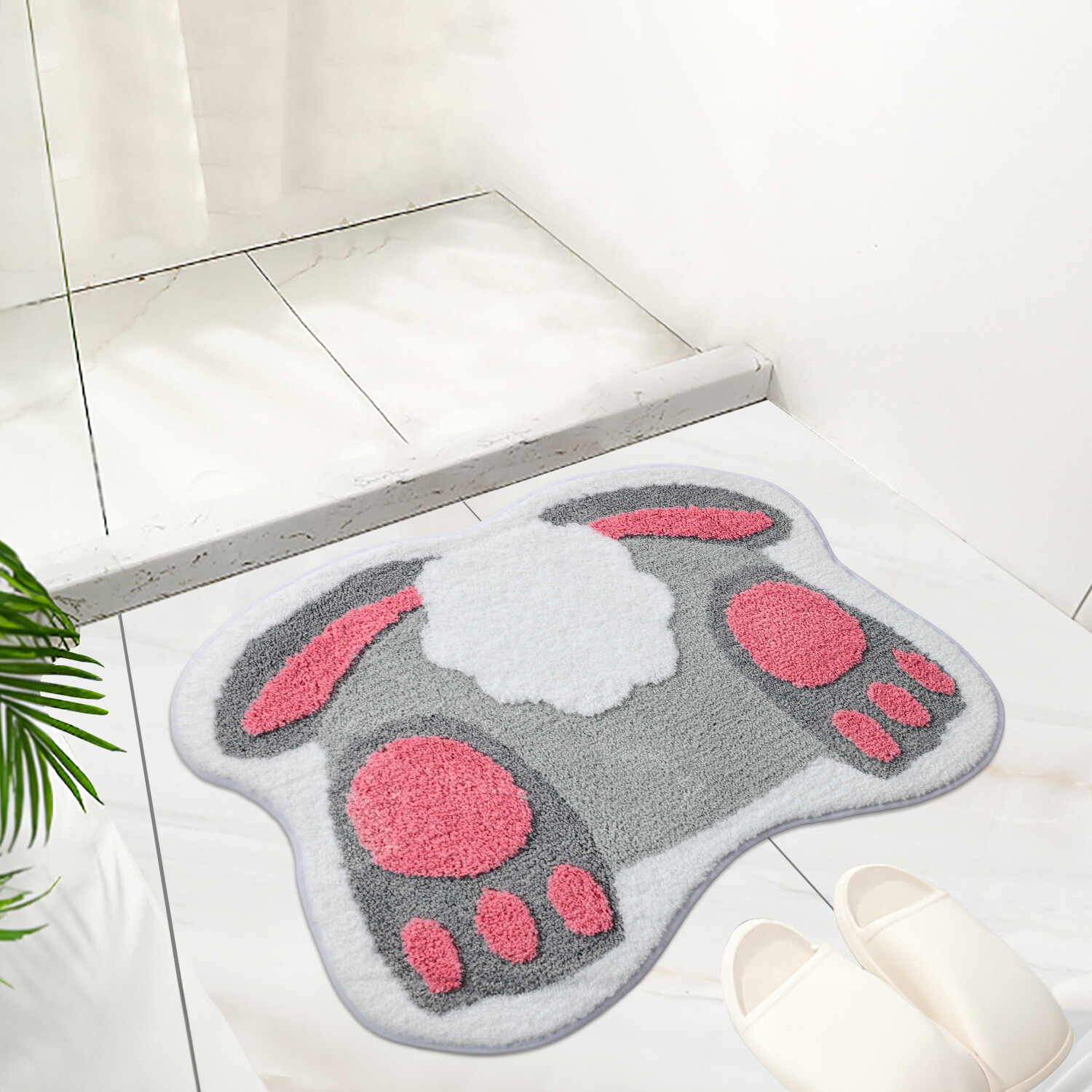 Bunny Bath Mat Grey Image 2
