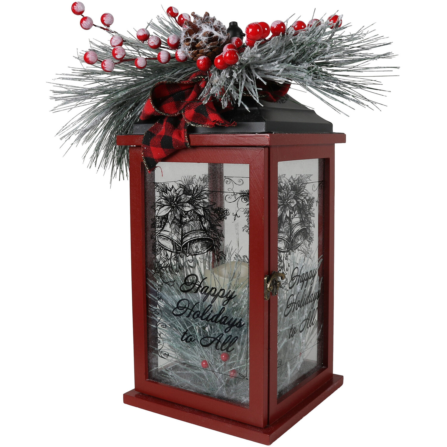 LED Christmas Foliage Metal Lantern Image 2
