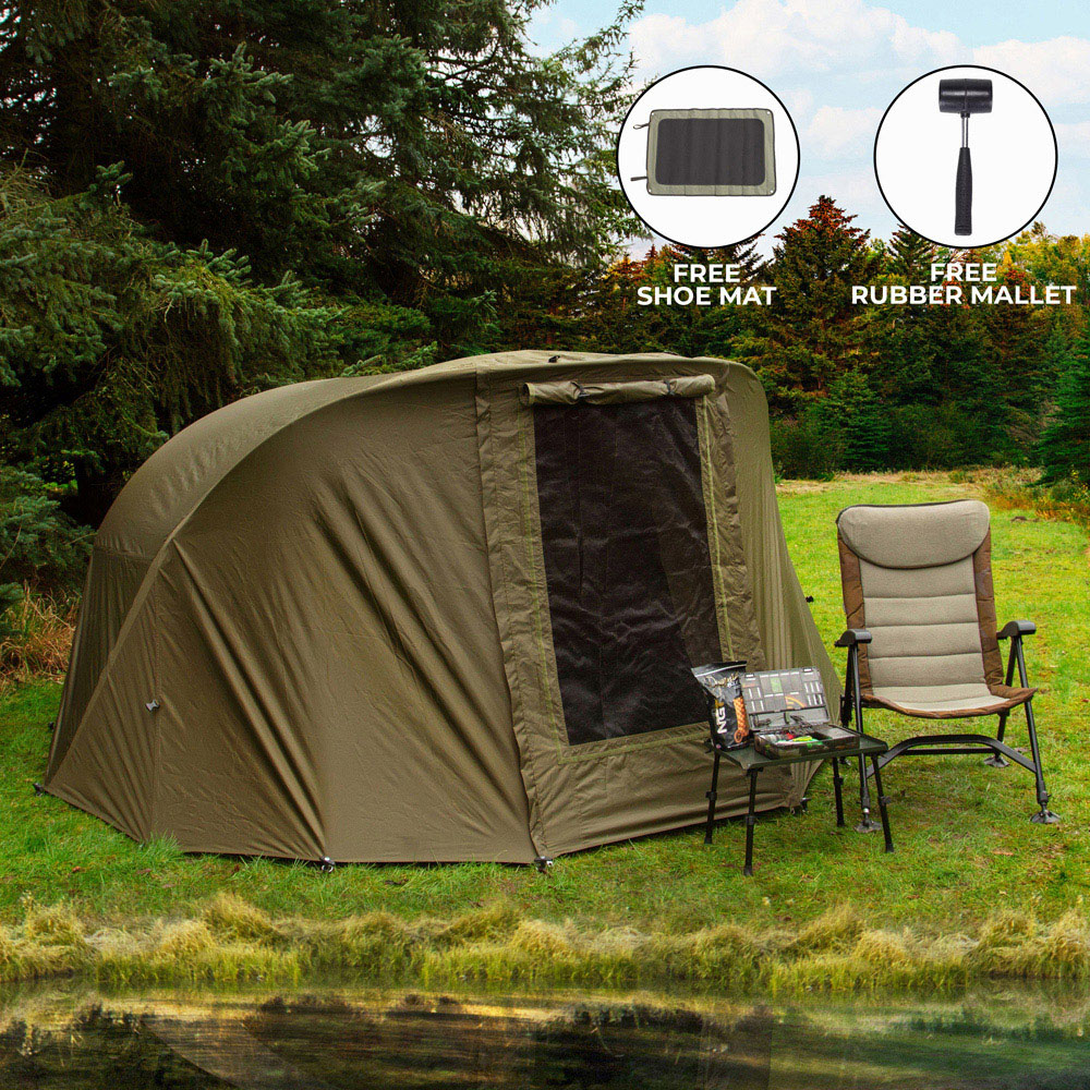 Monster Shop Green 2 Man Fishing Bivvy with Overwrap Image 6