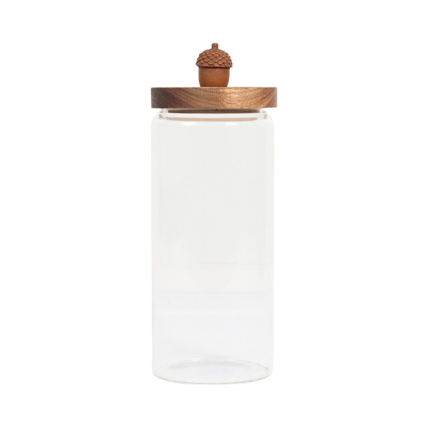 Acorn Top Glass Jar with Acacia Lid Clear Image 1