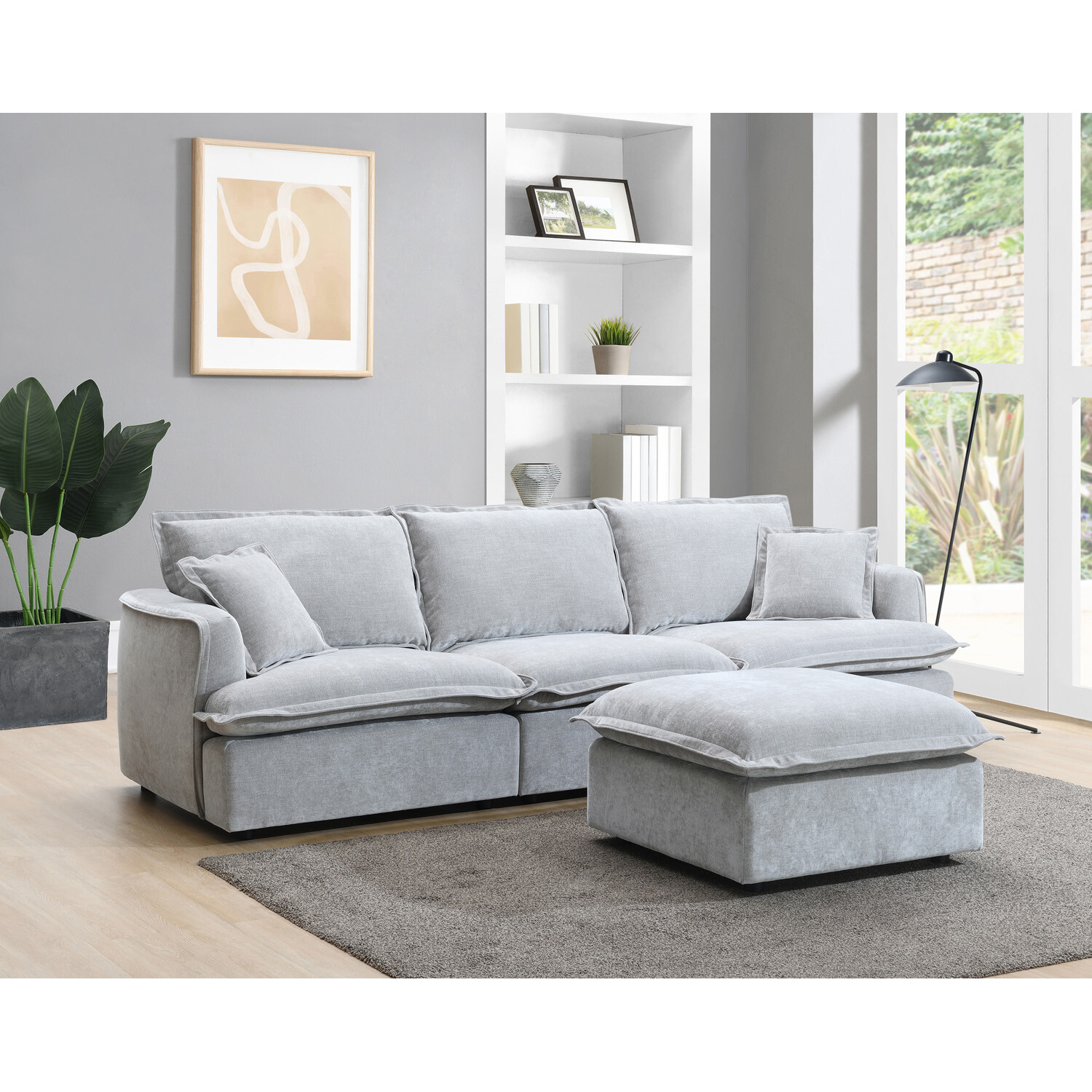 Molly 3 Seater Sofa with Ottoman - Grey Image 2