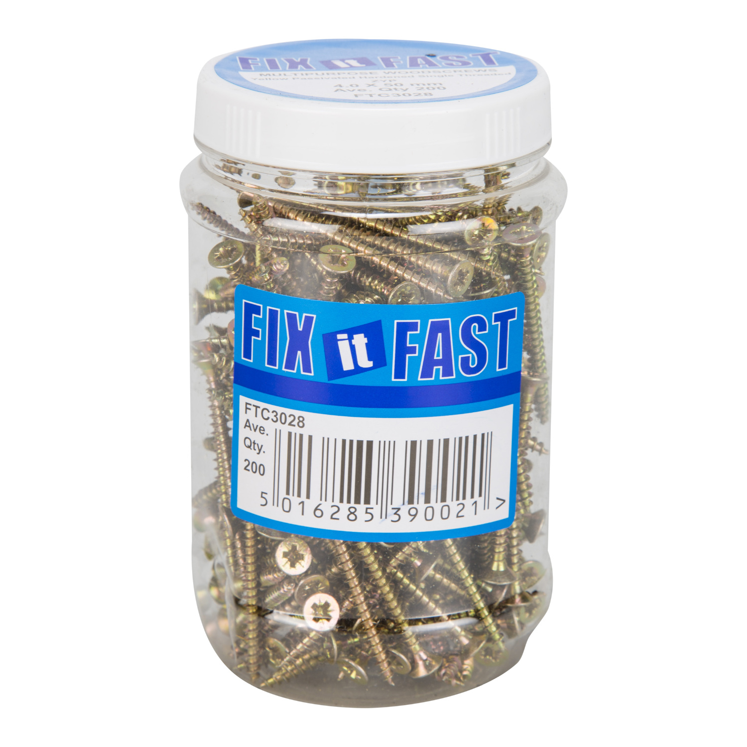 Fix it Fast 8 x 2 Inch Zinc Plated Pozi Chipboard Screws 200 Pack Image