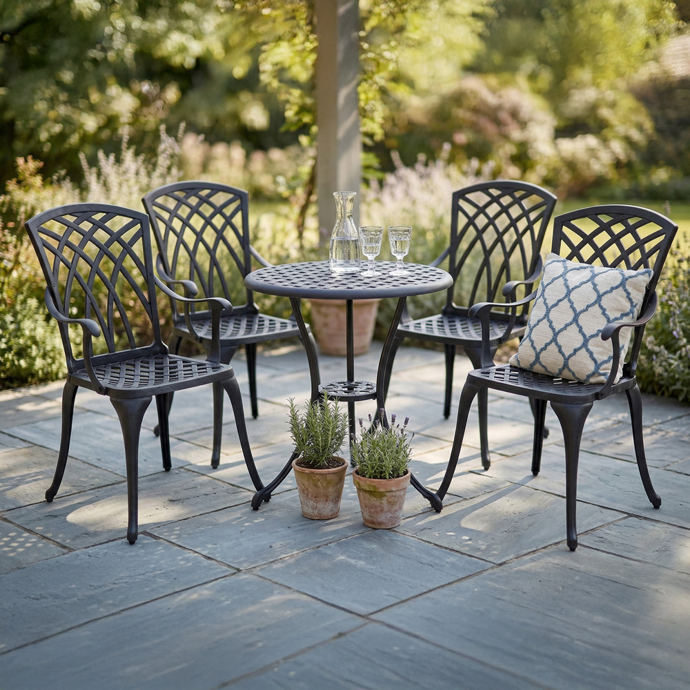 Centurion Oshowa 4 Seater Black Cast Aluminium Garden Bistro Set Image 1