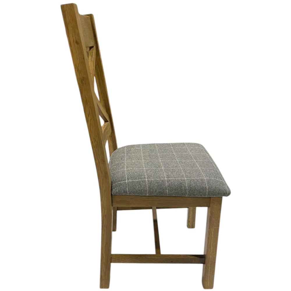 Home Source Holcombe Grey Smoked Oak High Cross Back Dining Chair 2 Pack Image 3