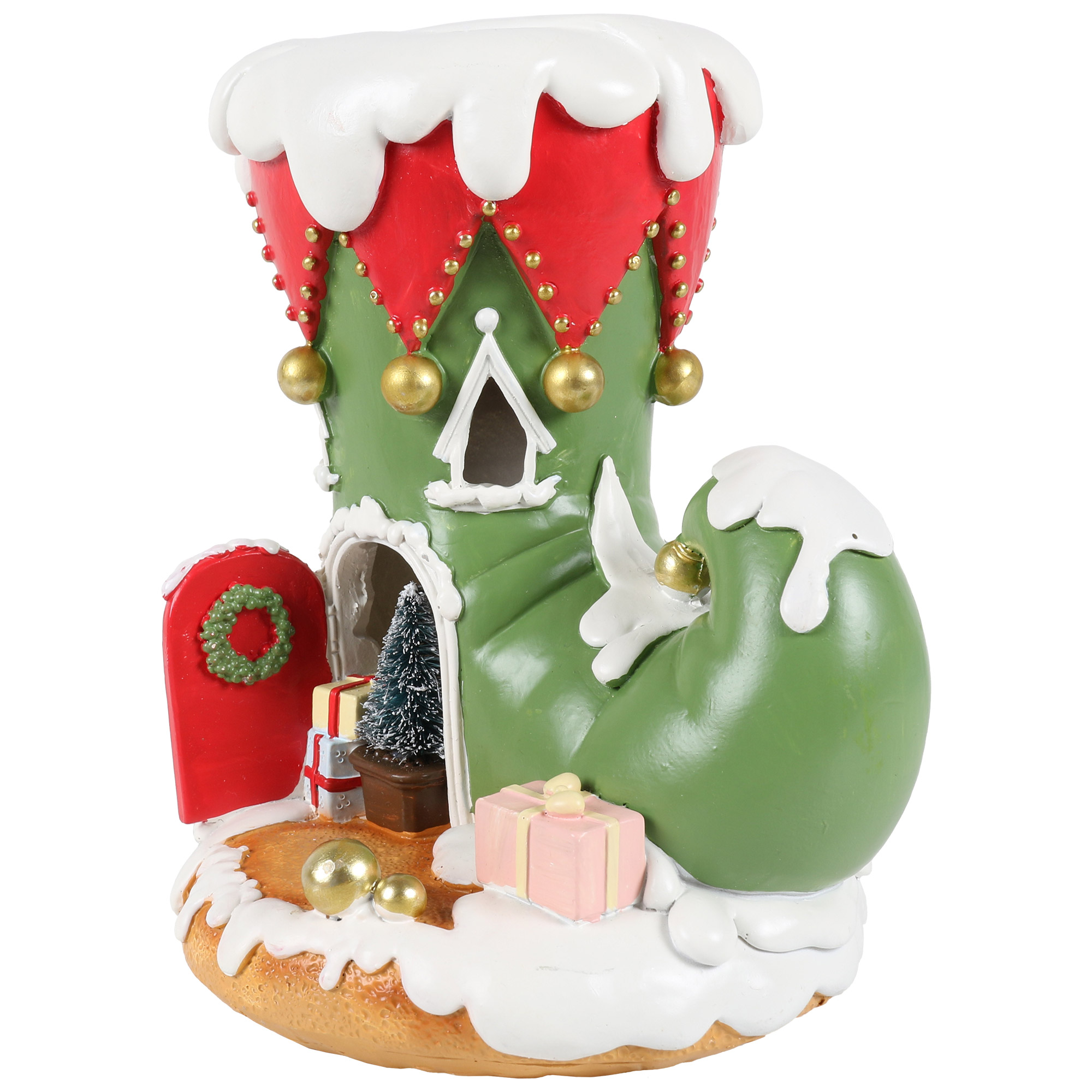 LED Novelty Elf Shoe Ornament - Green Image 2
