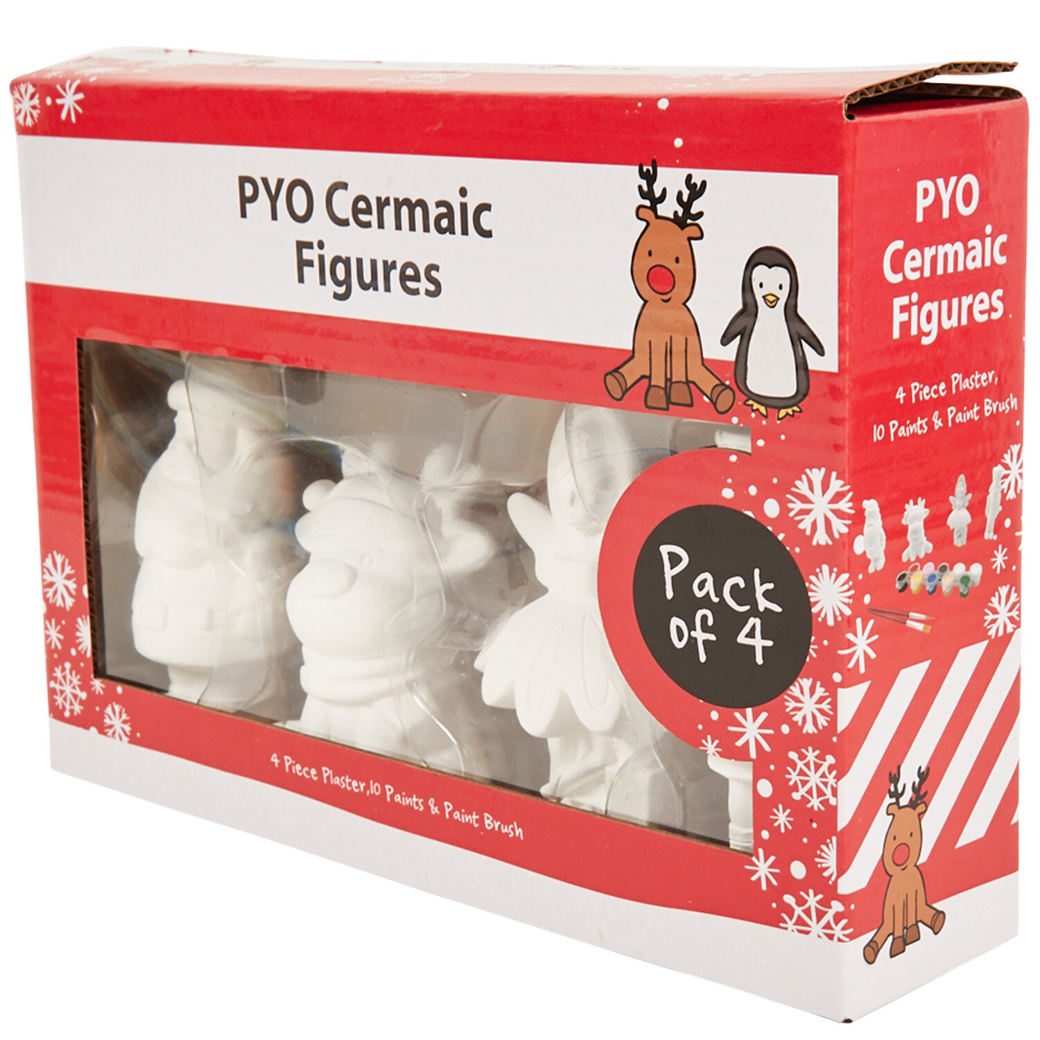 Pack of 4 Paint Your Own Ceramic Figures - White Image 2
