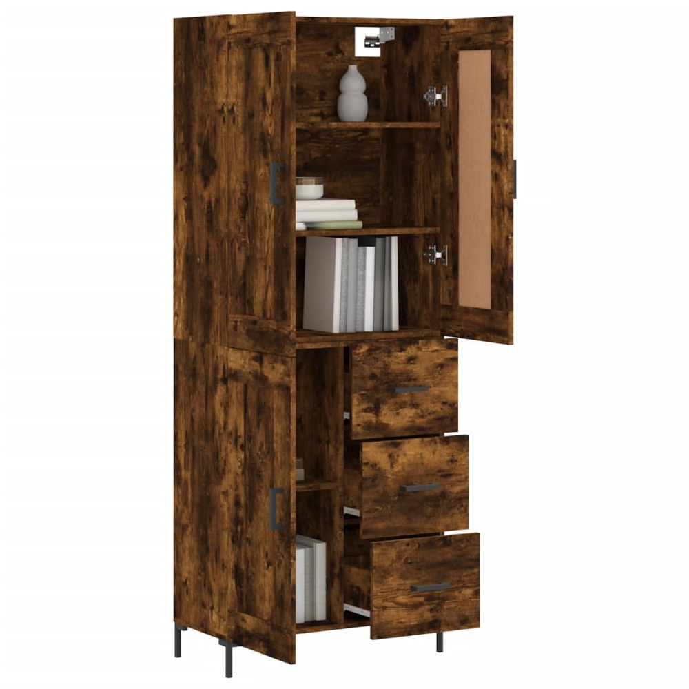 vidaXL 3 Door 3 Drawer Smoked Oak Highboard Image 3