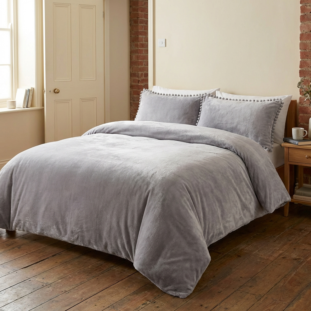 Selena Velvet Duvet Set Grey King Image 4