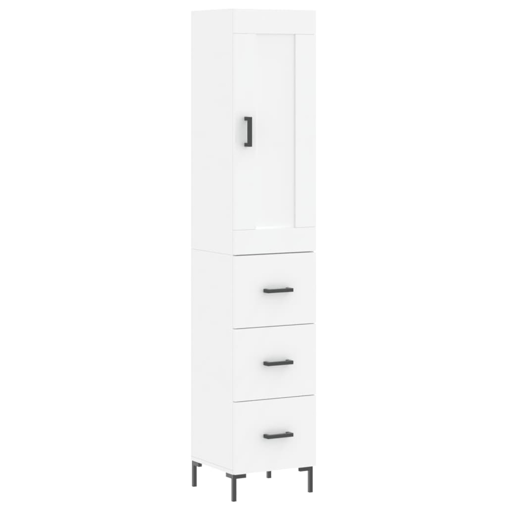 vidaXL Single Door 3 Drawer White Highboard Image 2