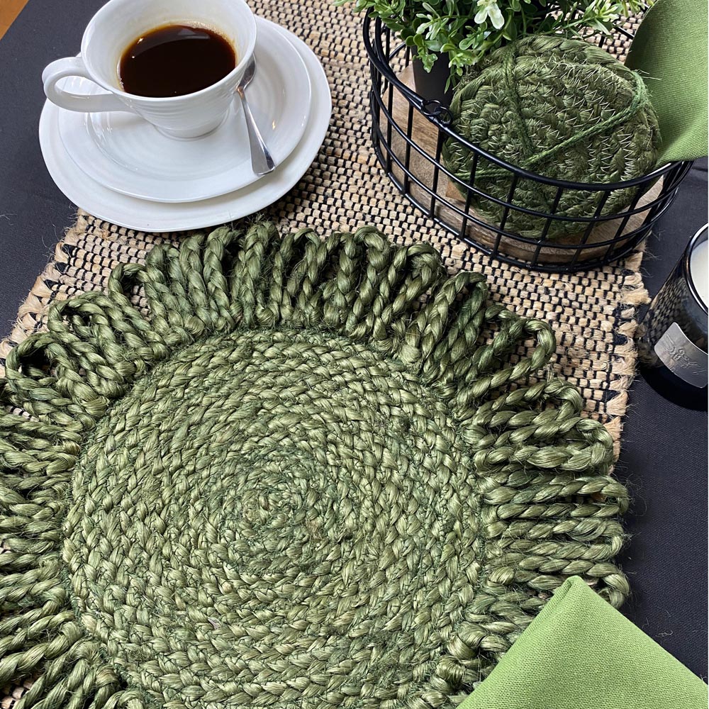 Thames Olive Green Jute Placemat Set of 2 Image 5