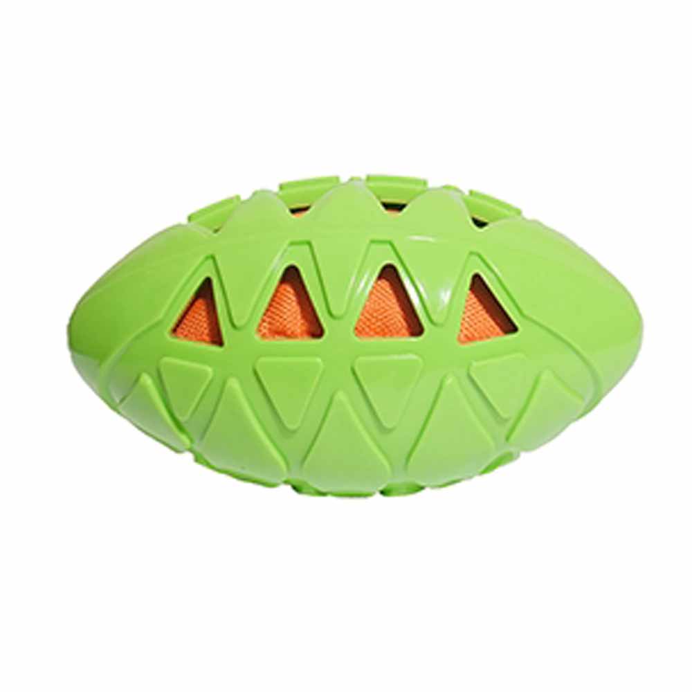 Rosewood Medium Tough Crunch Rugby Ball Dog Toy Image 1