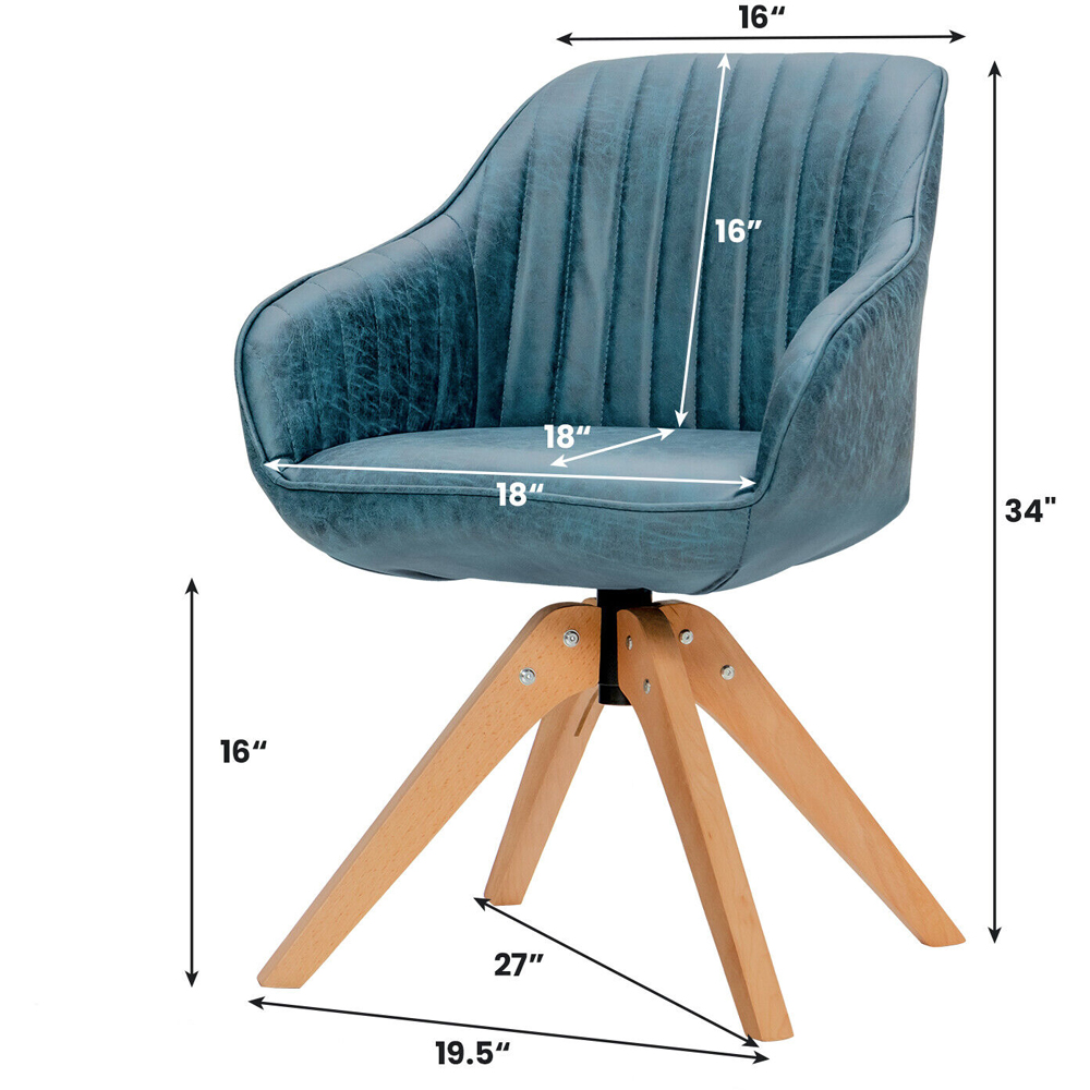 Costway Blue Swivel Accent Chair Set of 2 Image 9