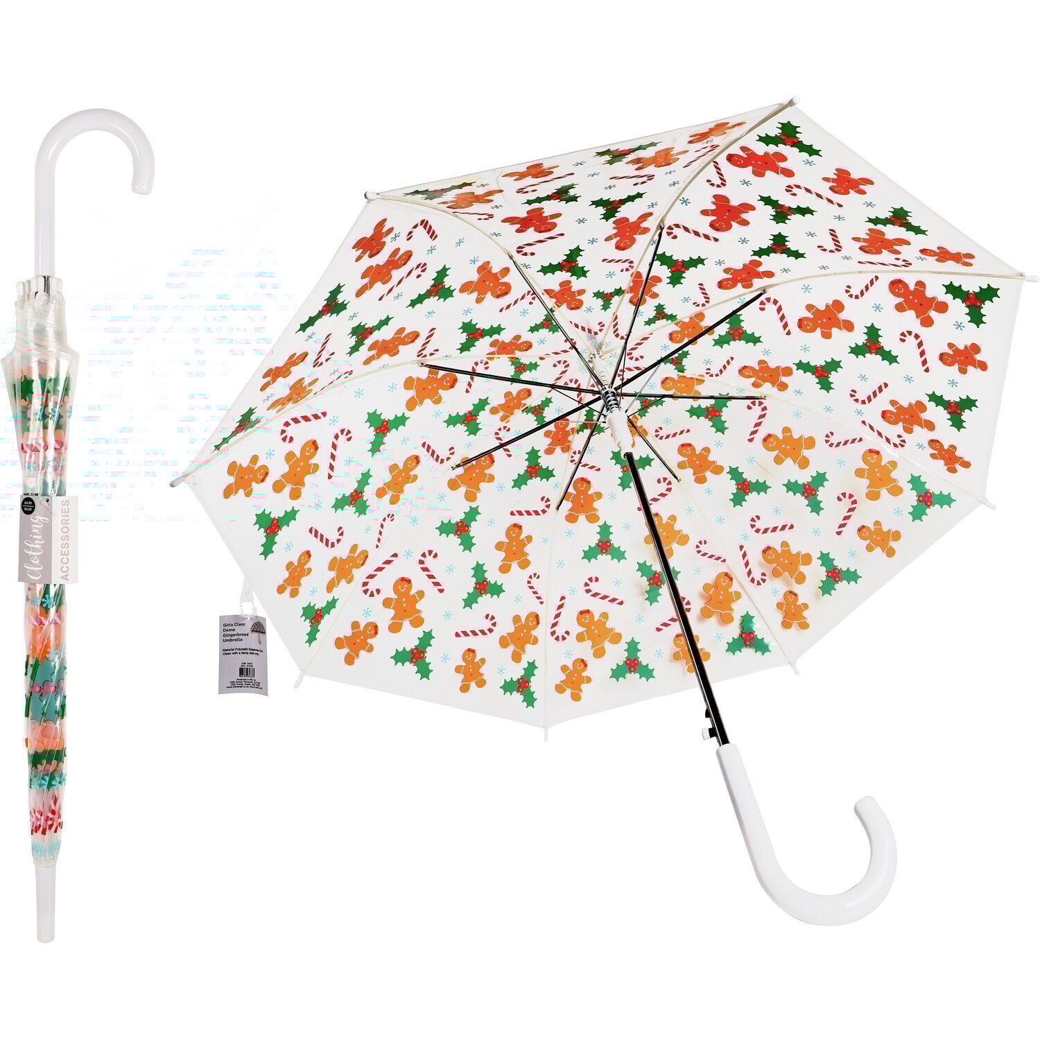 Clear Dome Gingerbread Umbrella - Clear Image 1