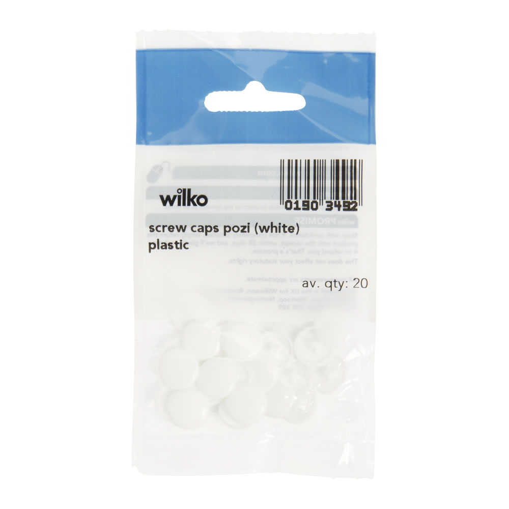 Wilko White Pozi Screw Caps 20 Pack Image 2