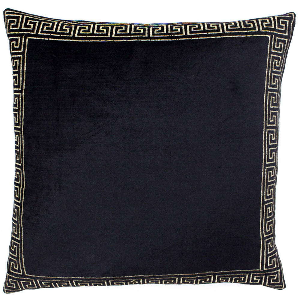 Paoletti Apollo Black and Gold Embroidered Cushion Image 1