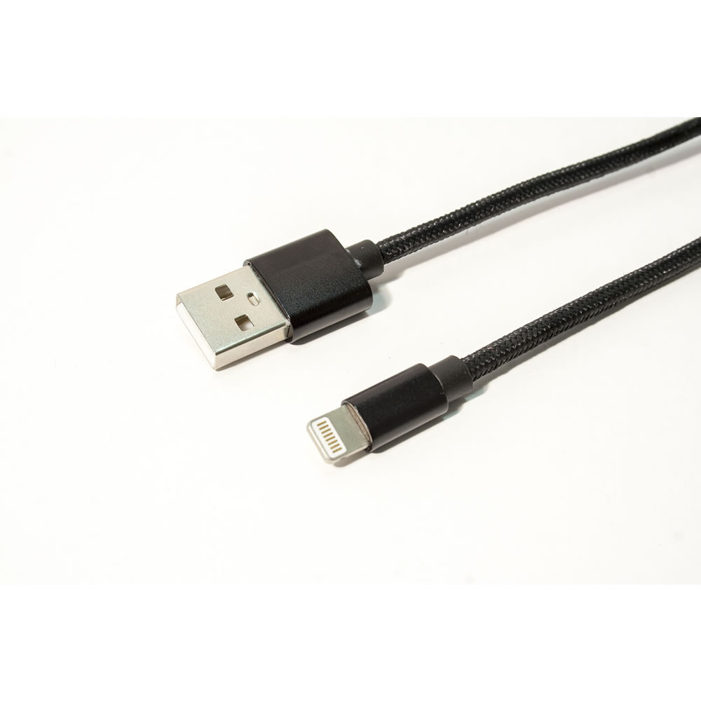 Wilko 1m 8 Pin Braided USB Cable Image 2