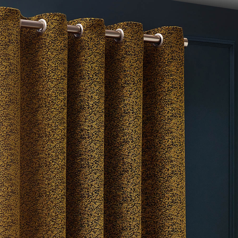 Paoletti Galaxy Gold Chenille Eyelet Curtain 229 x 229cm Image 3