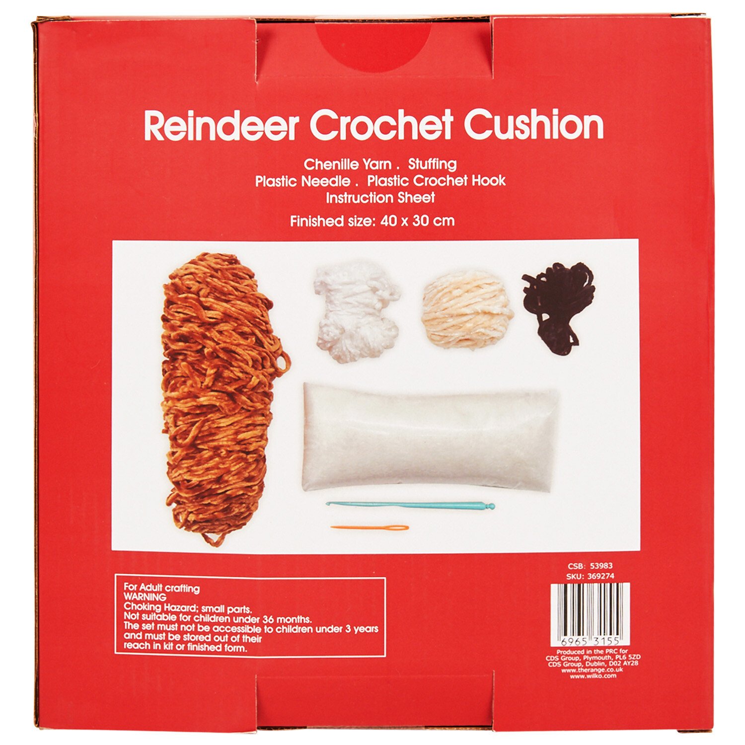 Reindeer Crochet Cushion - Brown Image 2