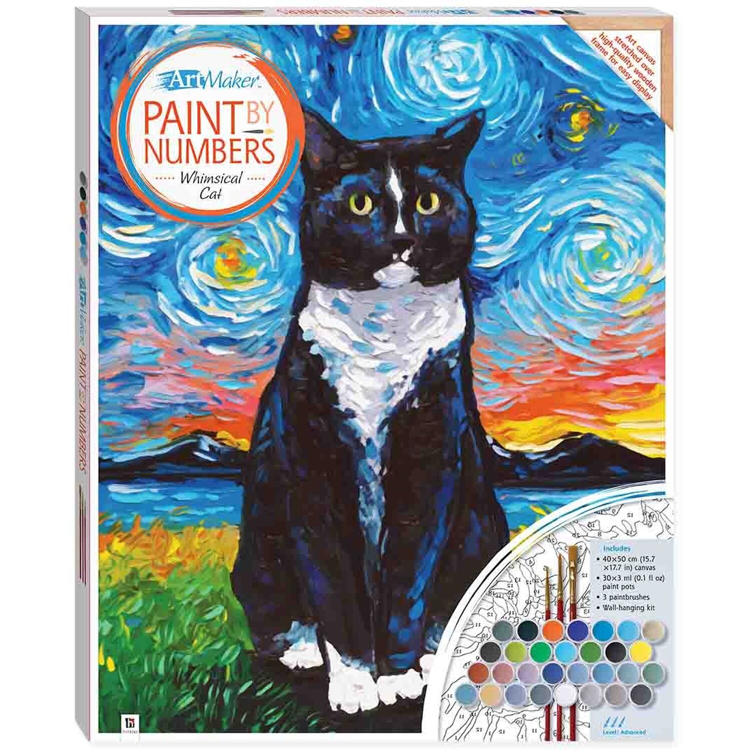 Paint by Numbers Canvas Tuxedo Cat / 41.1cm Wilko