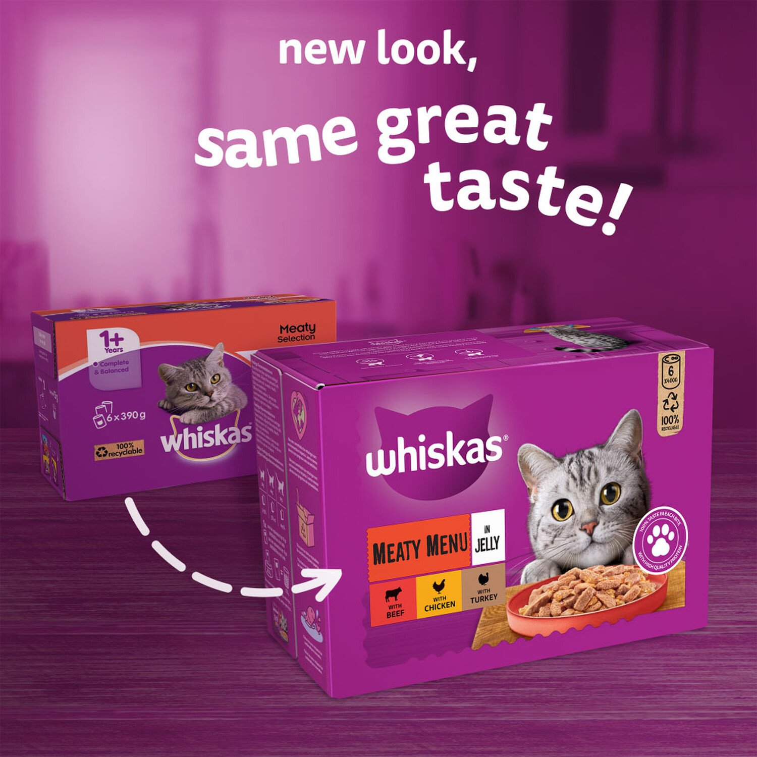 Whiskas 1 Plus Years Meaty Menu in Jelly Cat Food Tins 6 Pack Image 11