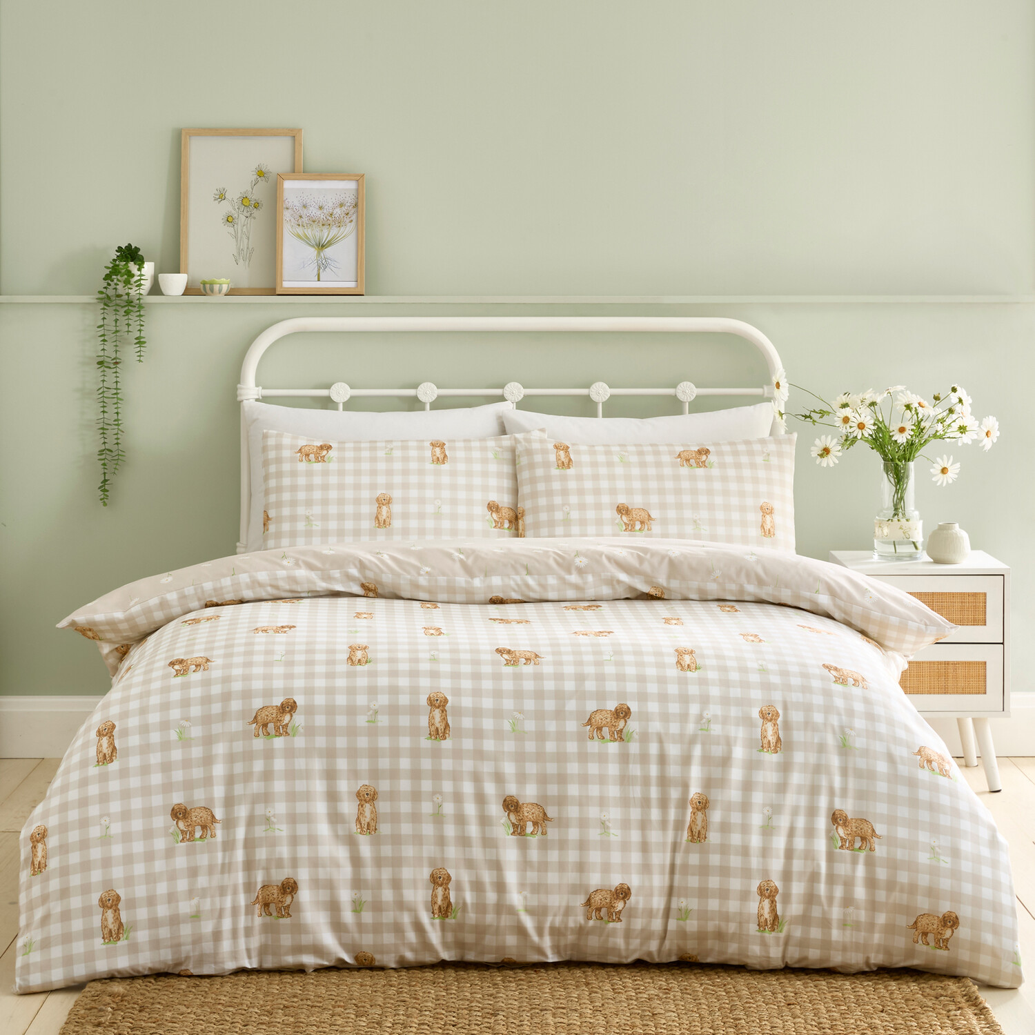 Daisy Doodle Duvet Set Natural King Image 1