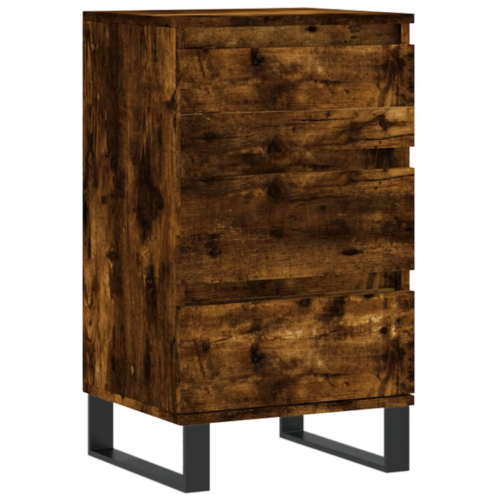 vidaXL 3 Drawer Smoked Oak Sideboard with Iron Legs Image 2