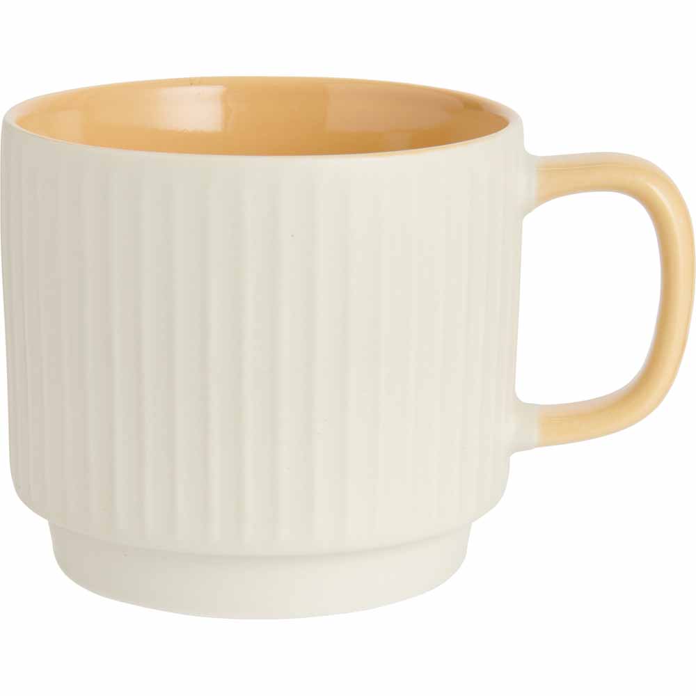 Wilko White Embossed Stacking Mug Image 1