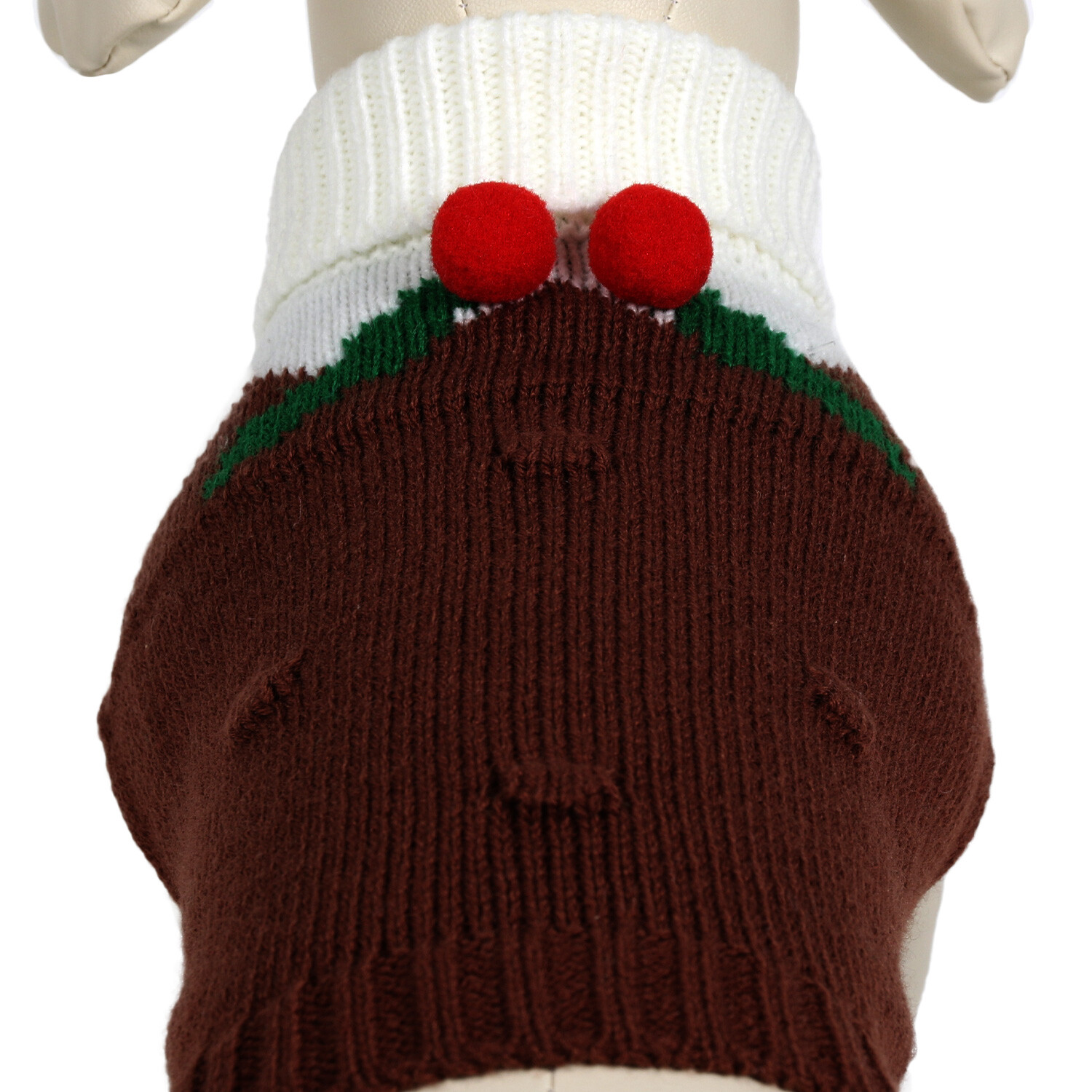 Christmas Pudding Pet Jumper - Brown / 40cm Image 3