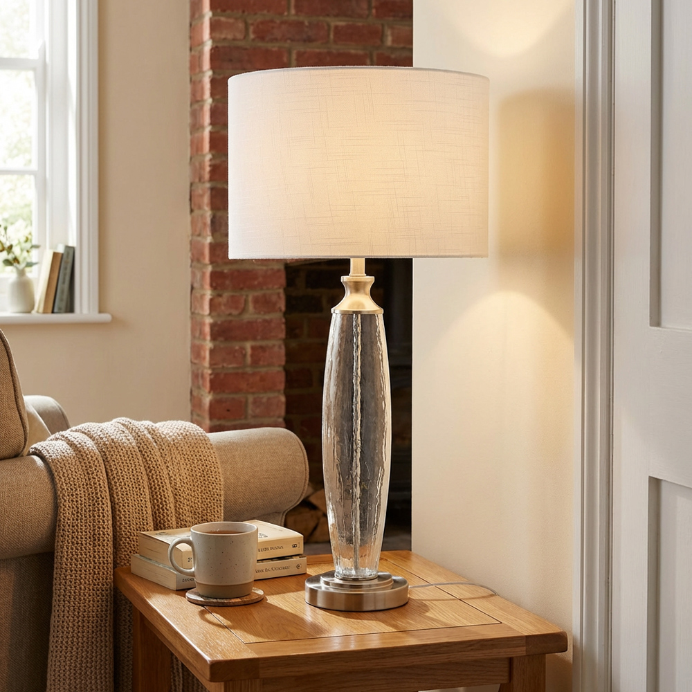 Lavina White and Chrome Glass Table Lamp Image 5