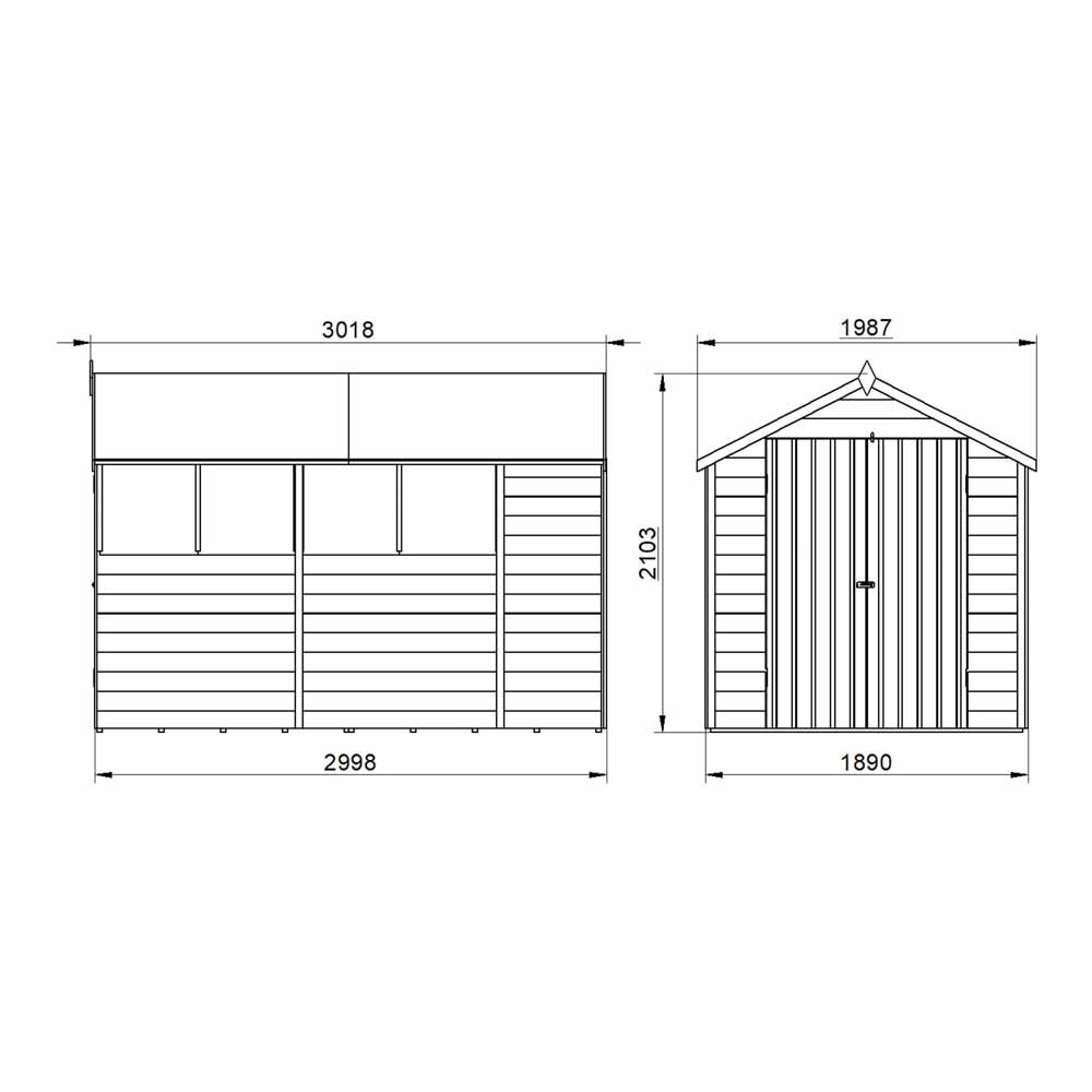 Forest Garden 10 x 6ft Double Door Overlap Pressure Treated Apex Shed Image 8
