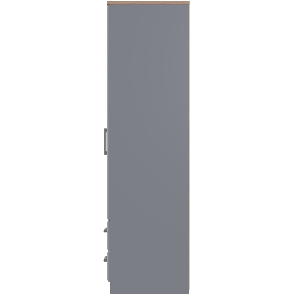 Crowndale Kent Ready Assembled 2 Door 2 Drawer Dusk Grey and Bardolino Oak Wardrobe Image 3