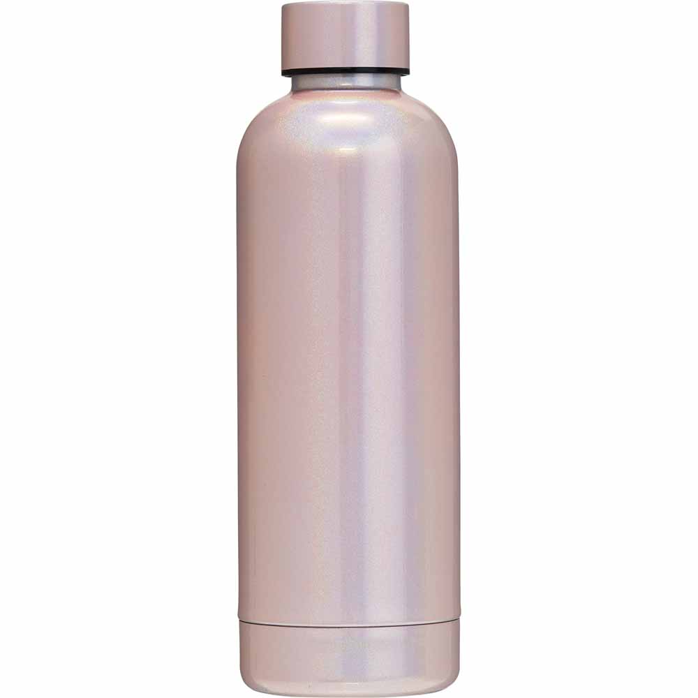 Wilko 500ml Pink Pearl Double Wall Bottle Image 1