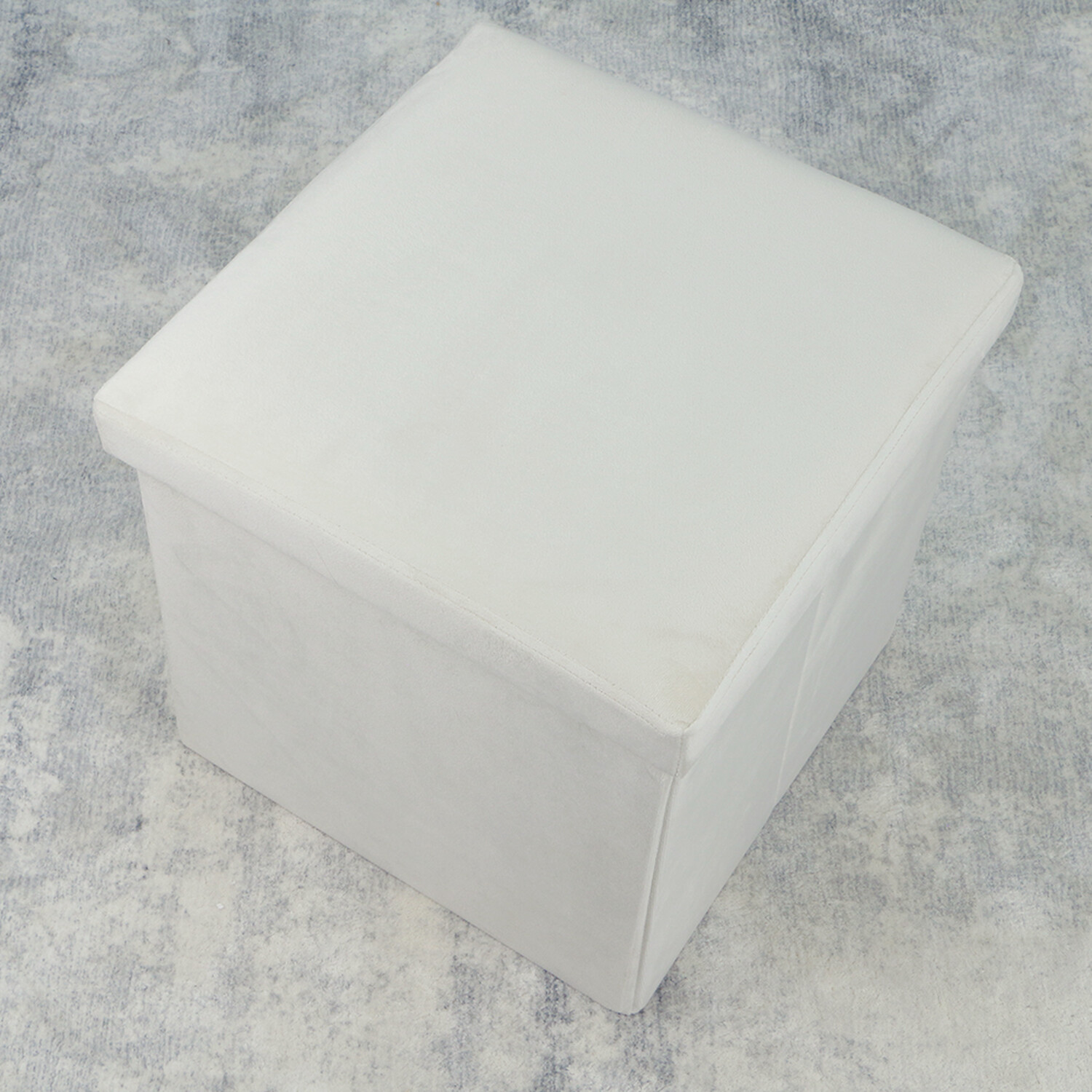 Cream Seville Crushed Velvet Cube Ottoman Storage Box Image 5