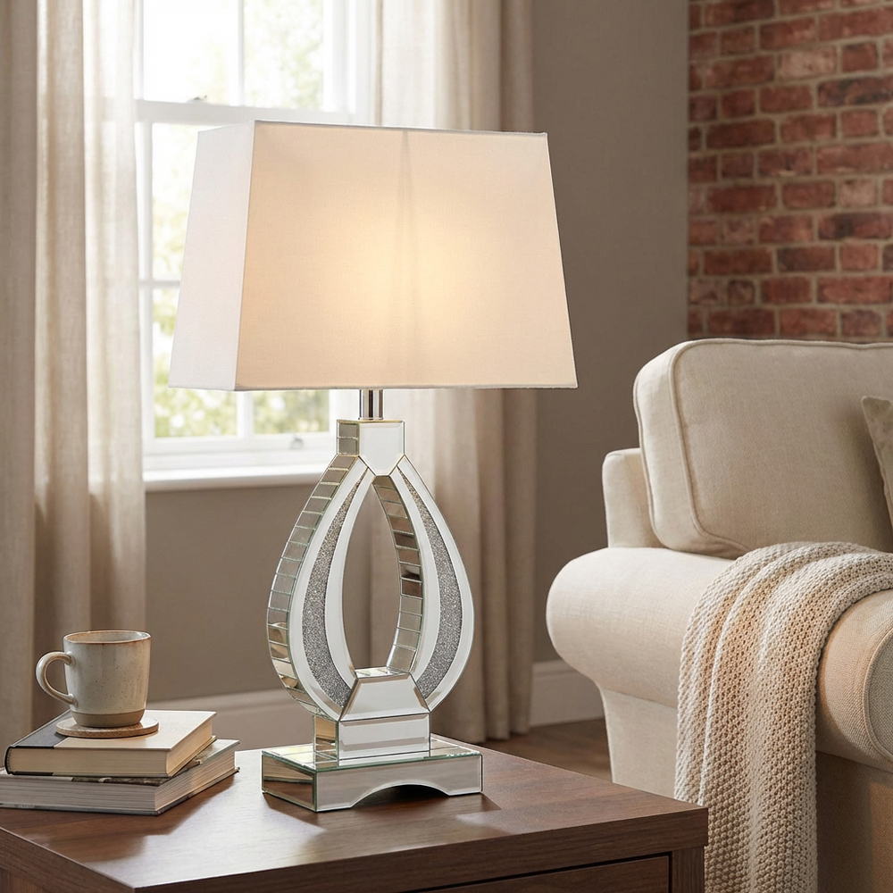 Eternity White Oval Crystal Encased Table Lamp Image 5