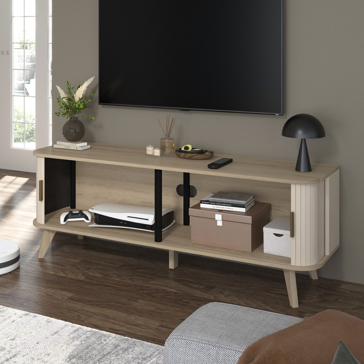 Mateo Sliding Door TV Unit Neutral Image 6