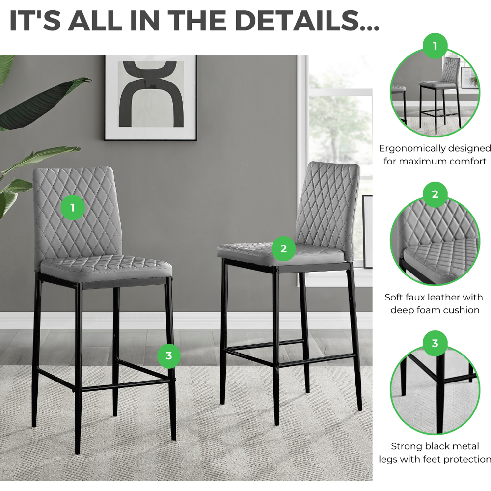 Furniturebox Valera Cappuccino and Black Faux Leather Bar Stool Set of 2 Image 7