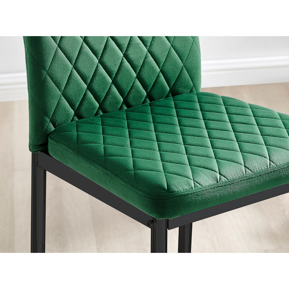 Furniturebox Modern Valera Green and Black Velvet Bar Stool Set of 2 Image 4