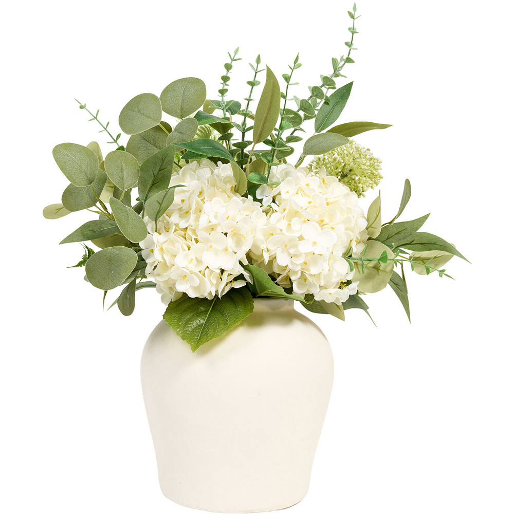 Hydrangea Vase Arrangement White Image 1